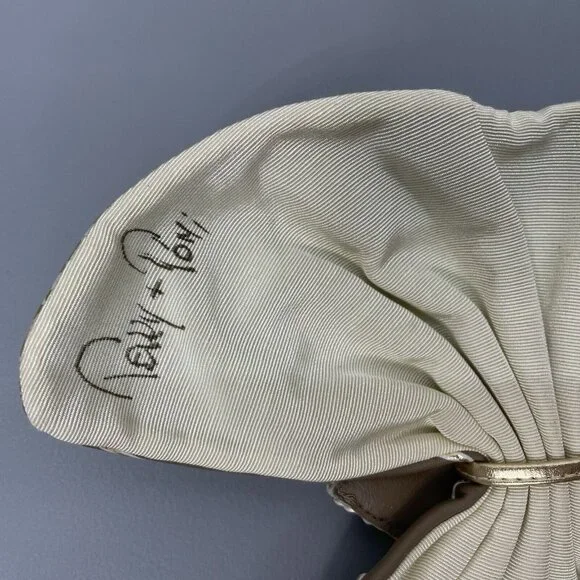 Vintage 80s Terry Toni Shoulder Bag Purse Hand Painted White Gold Leather Brown - Picture 13 of 16